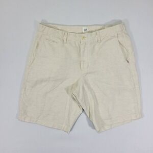 Gap Men's Chino‎ Shorts Beige Cotton Linen Blend Size 32 / 9.5" inseam